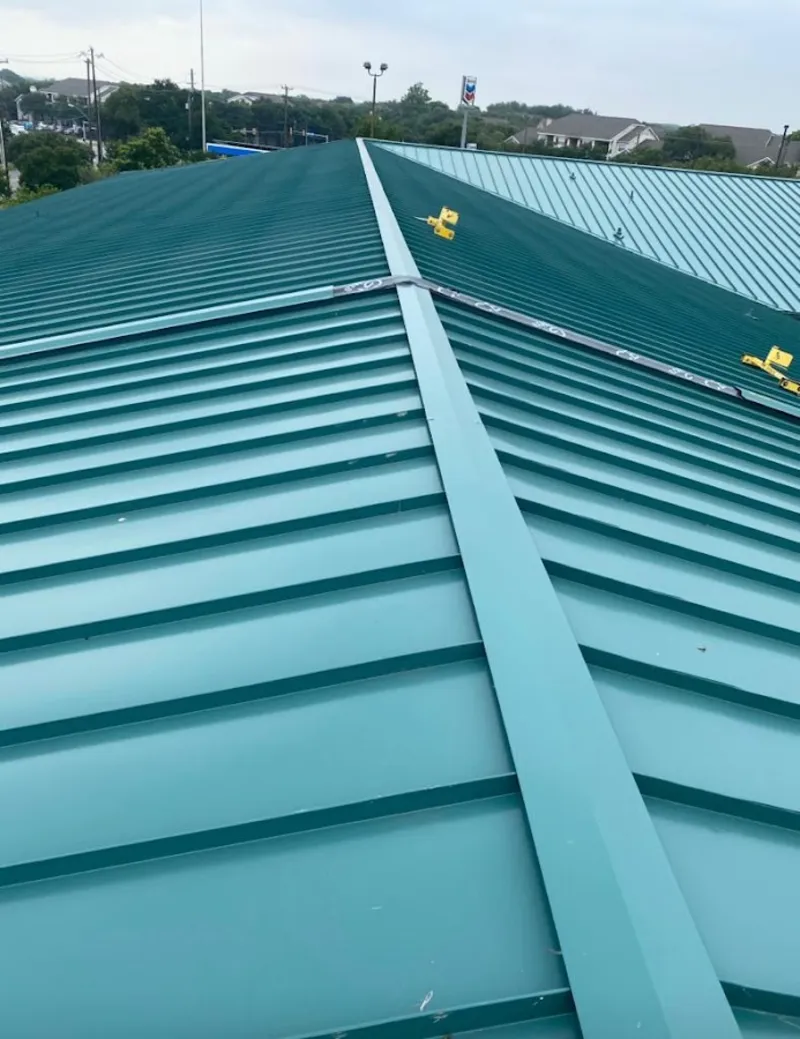 Green commercial metal roof ridge and valley for Metal Roof Repair in Opelousas